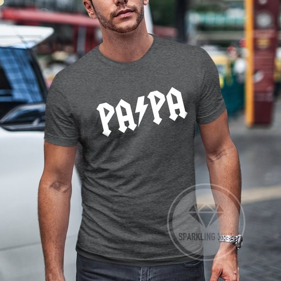 Father's Day PAPA Heavy Metal Rock n Roll Style Graphic Dad Tshirt